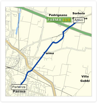 Mappa per arrivare alla Parma Lux